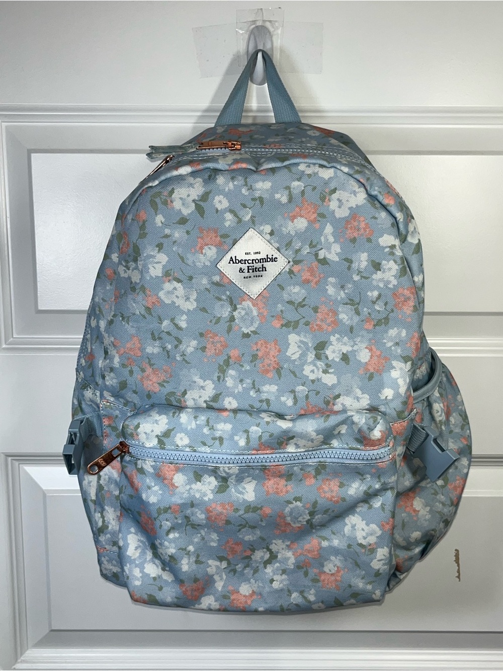 Abercrombie Kids Girls Blue Floral School Backpack 17 Inch